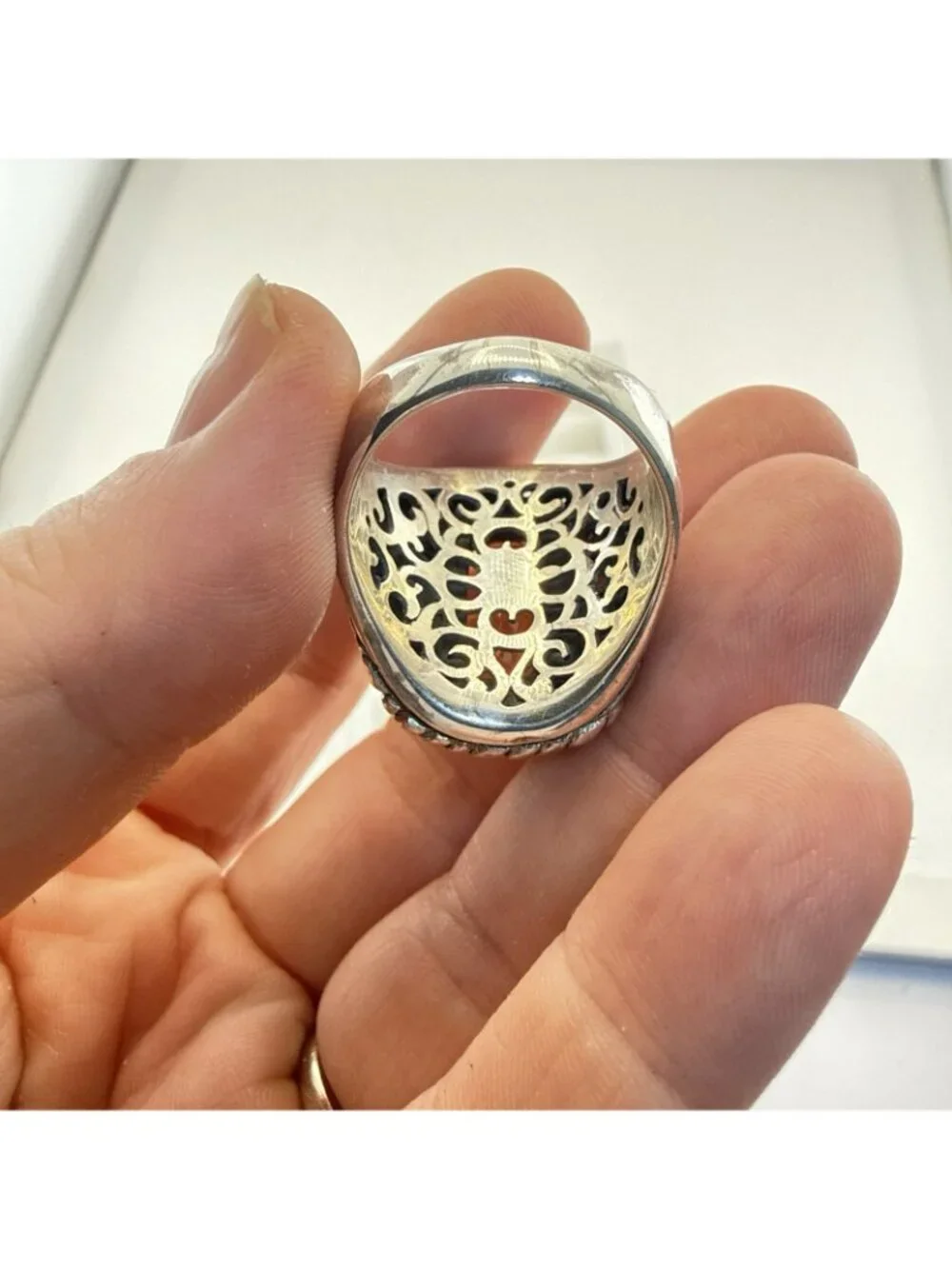Sarda Sterling Silver Ring Melon Quartz Pebbled Sz 9 JTV Caviar Bali 925